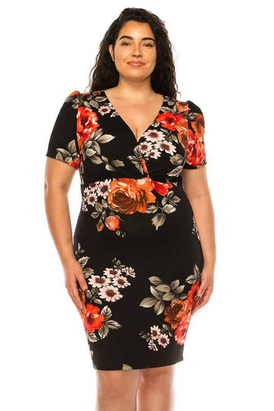 Floral print plus size dress