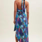 TROPICAL WRAP HALTER DRESS