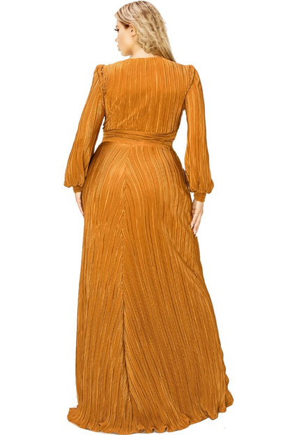 PLUS BISHOP SLEEVE CROP TOP 2 PCS MAXI SKIRT SET