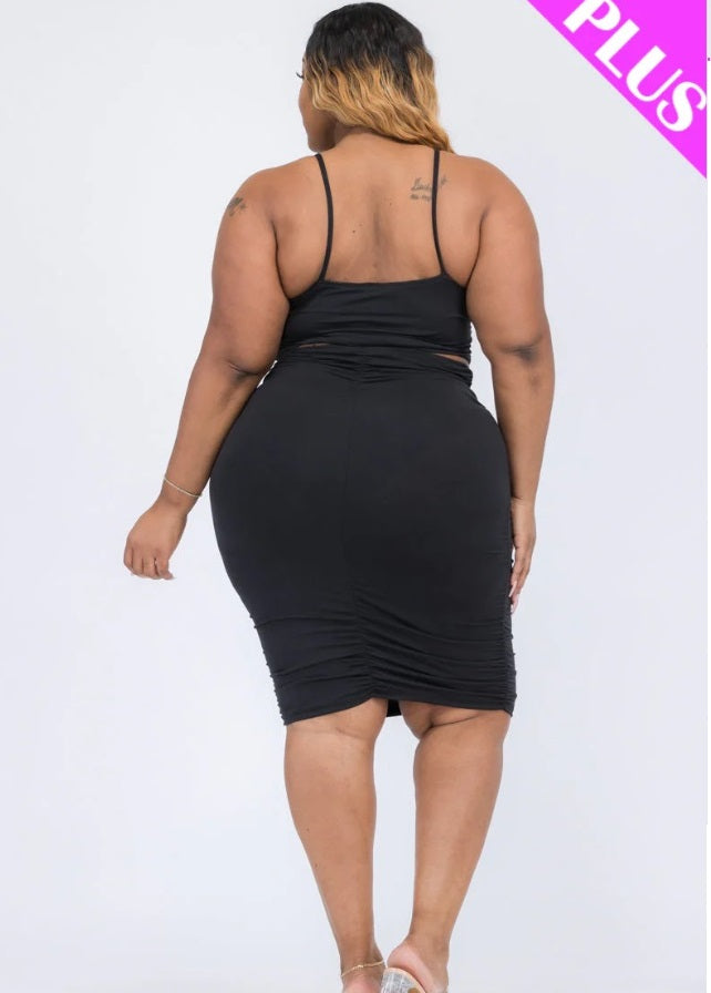 Plus Size Ruched Crop Top and Skirt Set