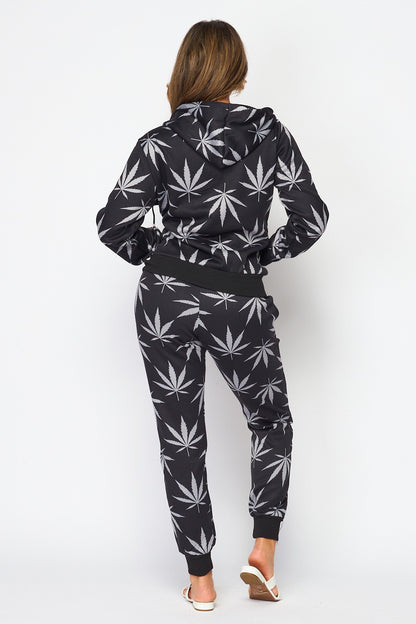 CANNABIS ZIP UP HOODIES AND JOGGER SET