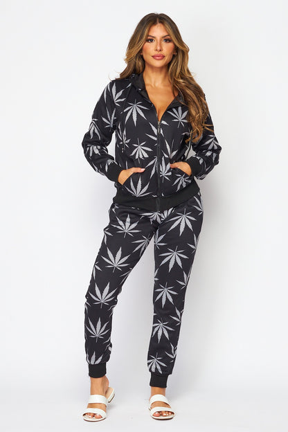 CANNABIS ZIP UP HOODIES AND JOGGER SET