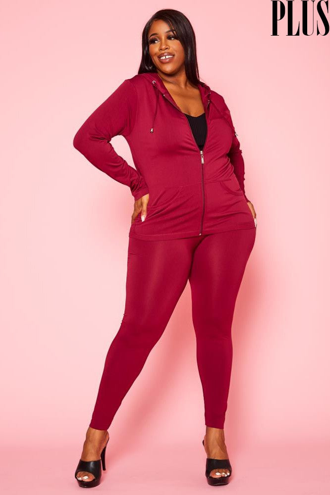 ZIP UP FRONT HOODIES AND LEGGINGS SET