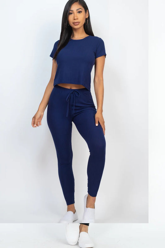 Basic short sleeve top leggings set