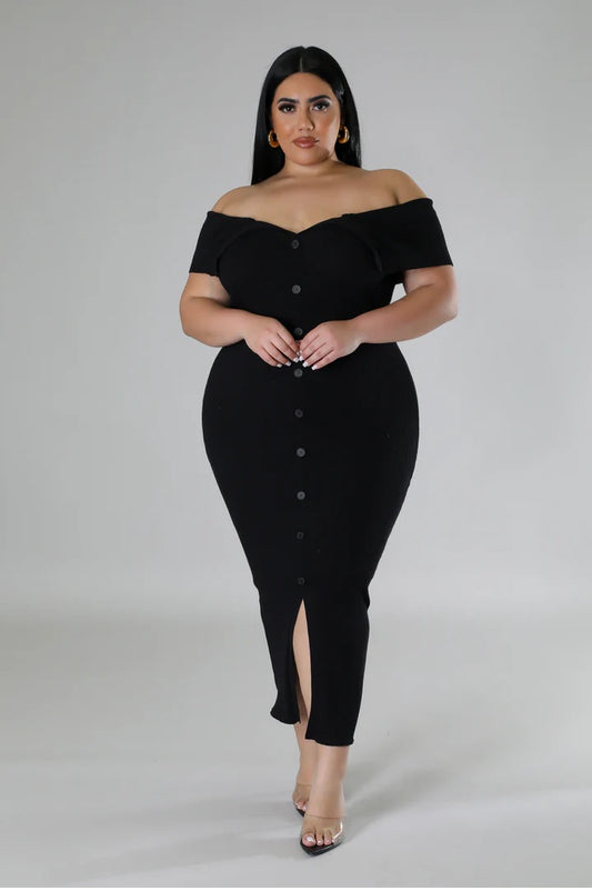 Off shoulder plus dress