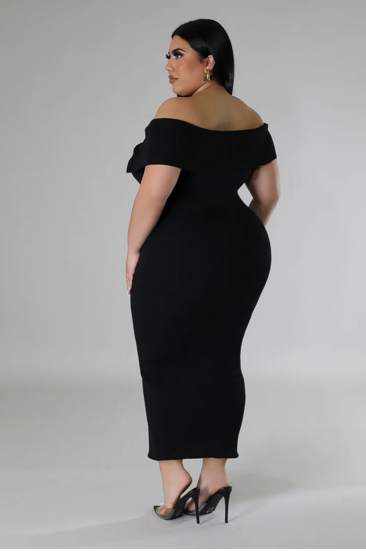 Off shoulder plus dress