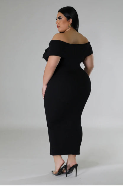 Off shoulder plus dress