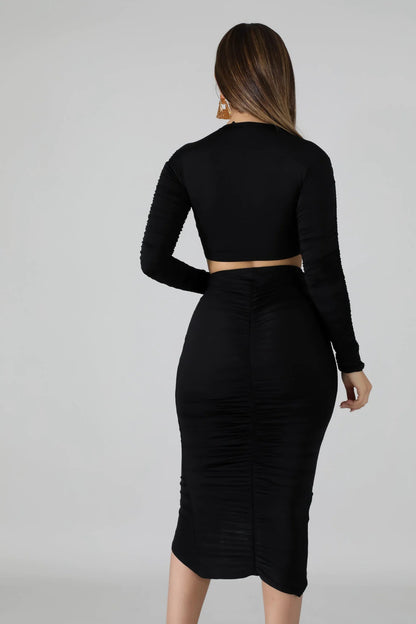 Scrunched Silk Skirt Set