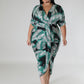 Palm leaves print plus dress