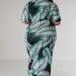 Palm leaves print plus dress