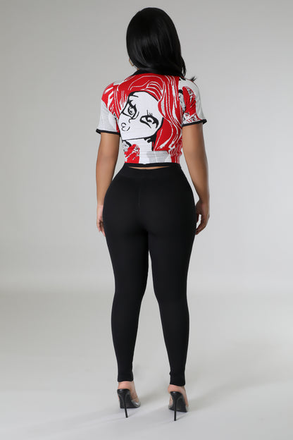 Faces print legging set