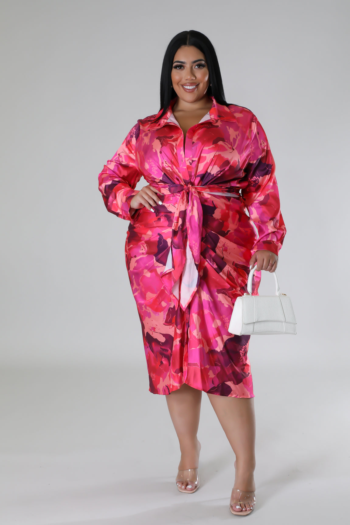 Floral vibes satin ruched dress