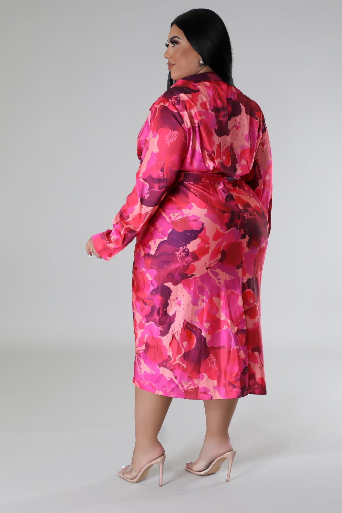 Floral vibes satin ruched dress