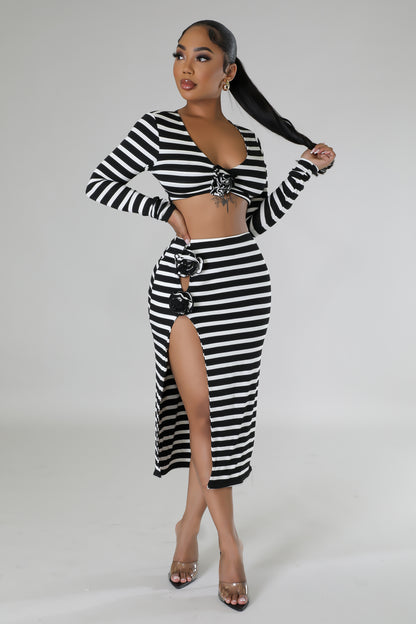 Stripe skirt set