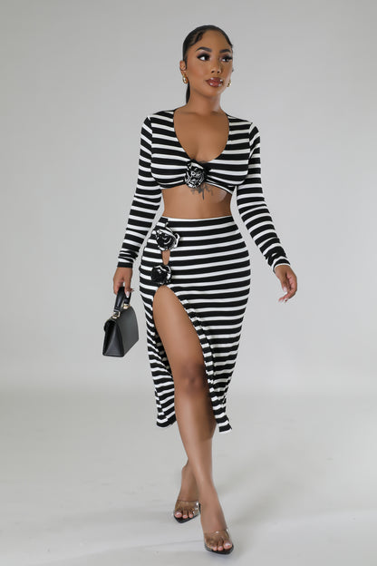 Stripe skirt set