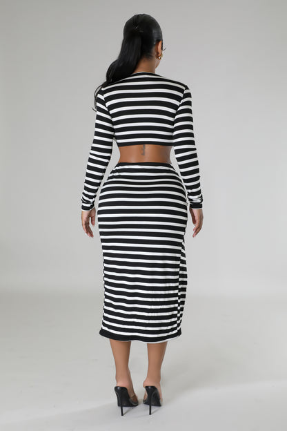 Stripe skirt set