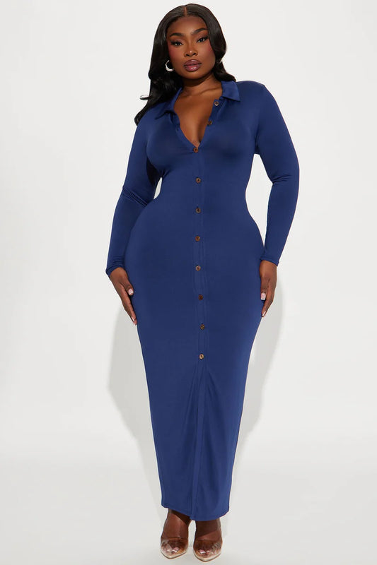 Buton down Maxi Dress
