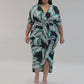 Palm leaves print plus dress