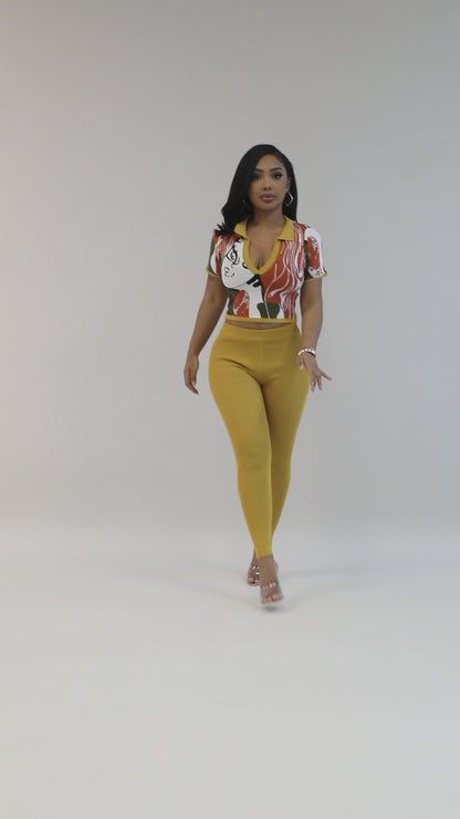 Faces print legging set