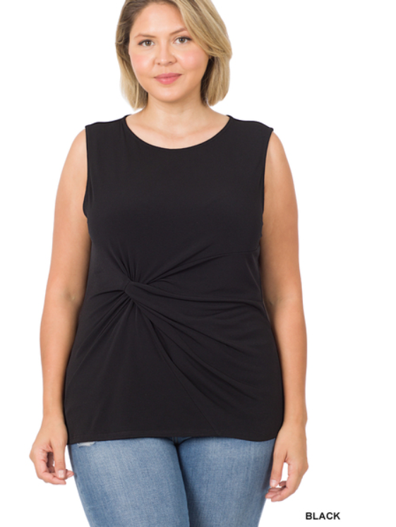 PLUS ITY KNOT-FRONT SLEEVELESS TOP