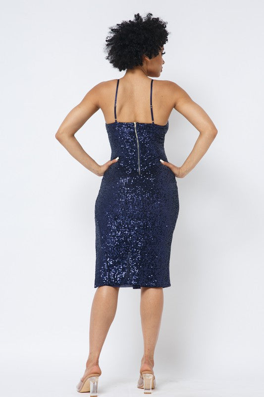 SEQUIN DRESS WITH SIDE SLIT