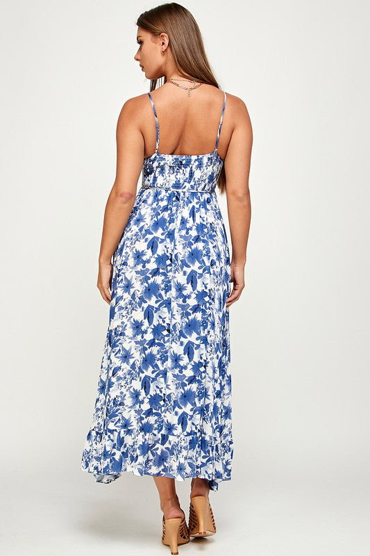 Floral Leaf Print Maxi Dress