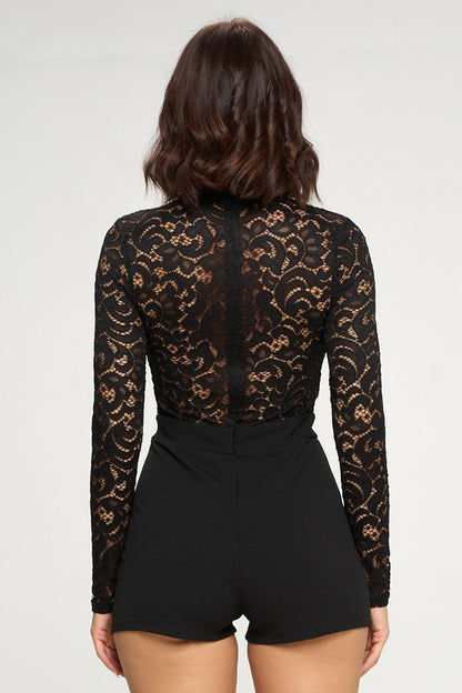 MOCK NECK LACE ROMPER
