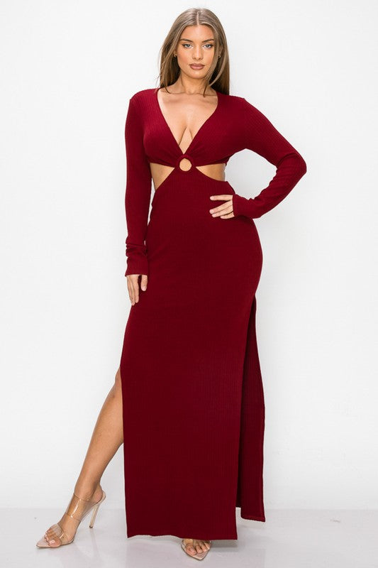 Rib knit Cut out Dress