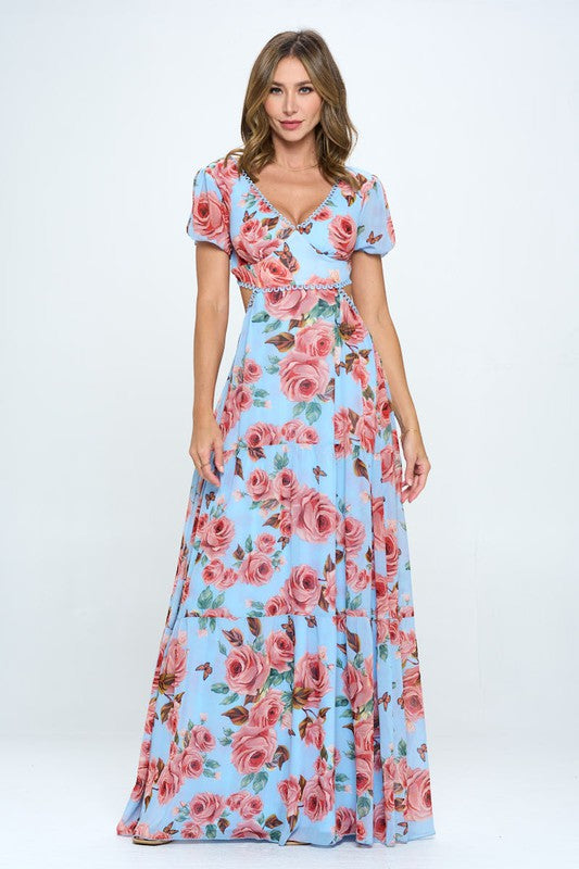 Open back floral maxi