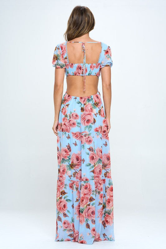 Open back floral maxi