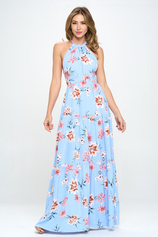 Floral halter maxi dress