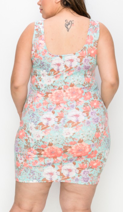 PLUS Floral V Bar Bodycon Dress