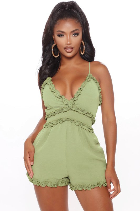 RUFFLE TRIMMED ROMPER