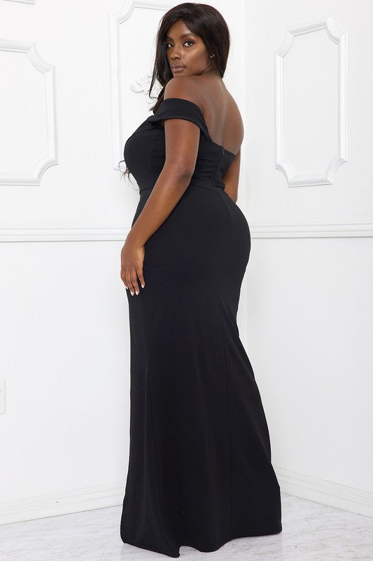 DRAPE FRONT PLUS SIZE MAXI DRESS