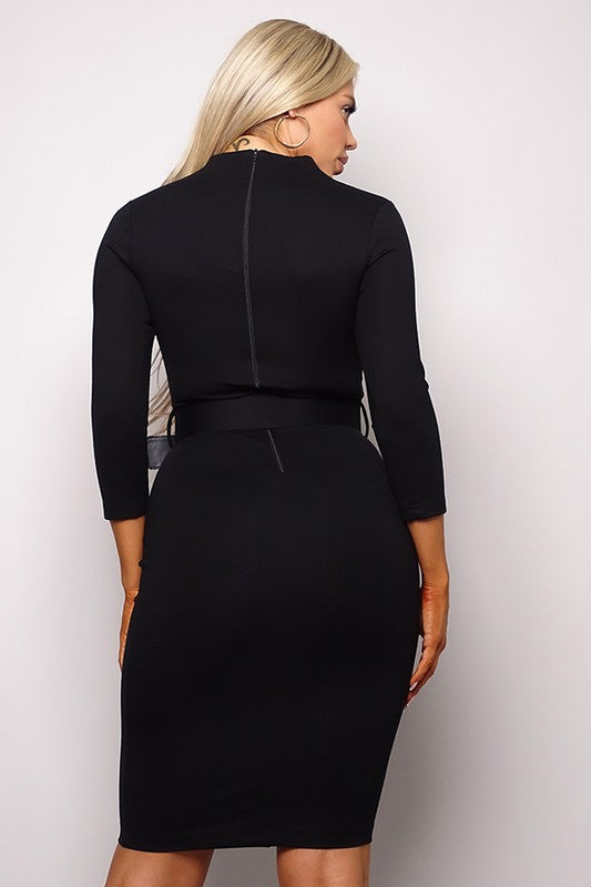 Belted bodycon dress