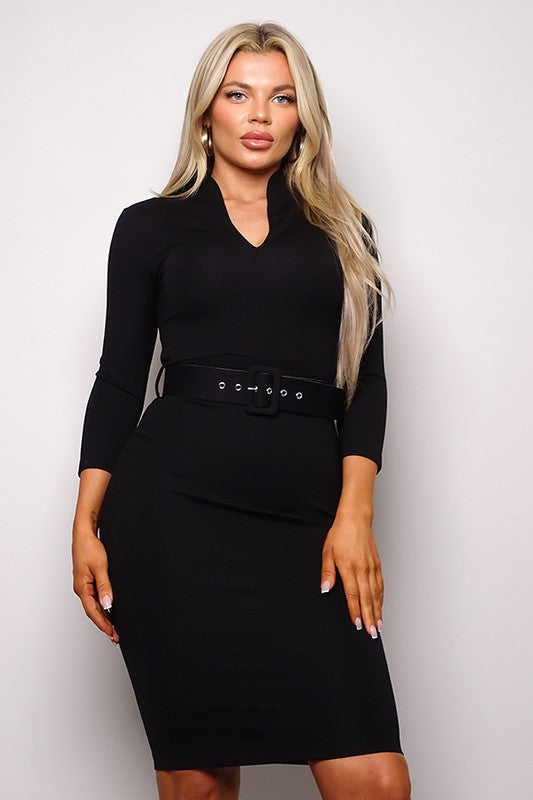 Belted bodycon dress